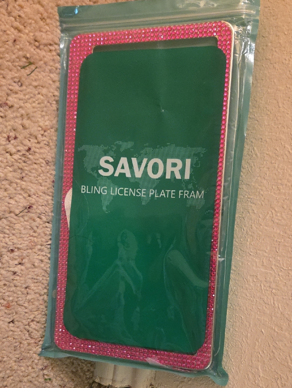 Savori Pink Bling License Plate Frame - Decorative Car Accessory